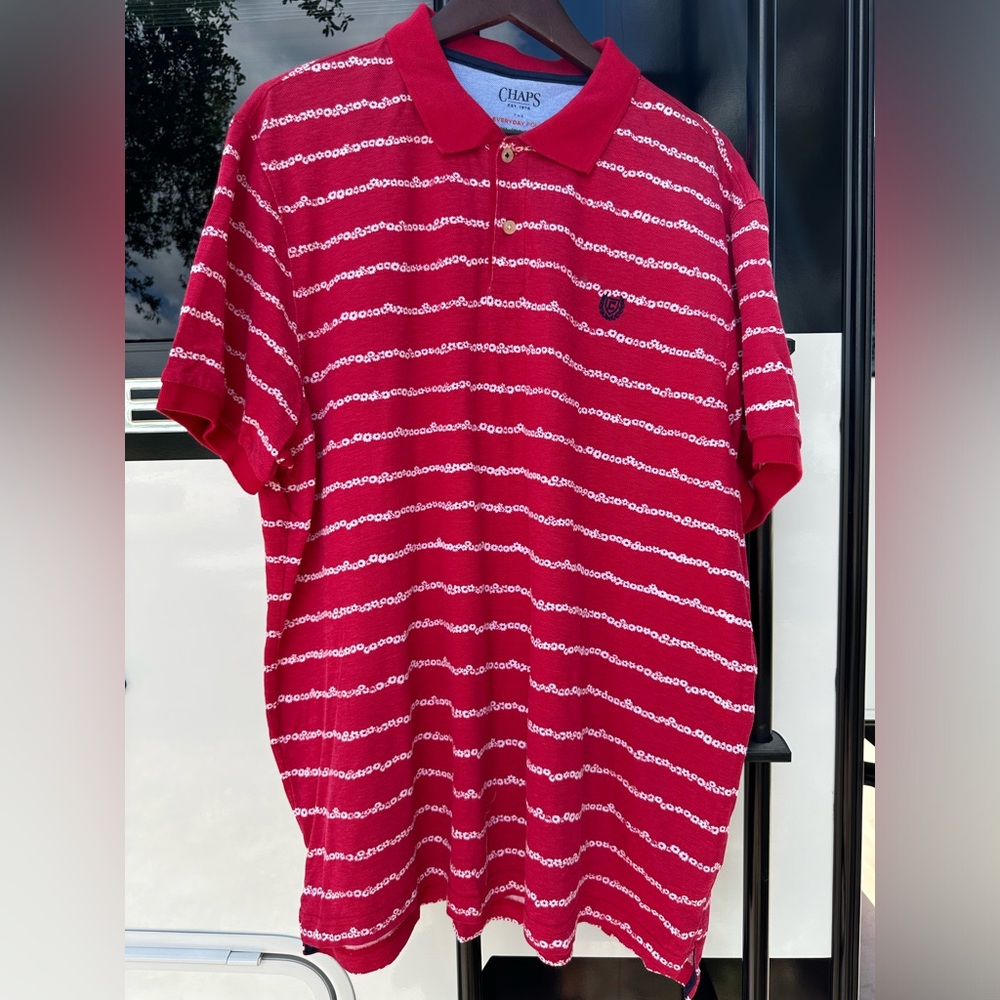 Chaps red Polo Size XL Floral Striped